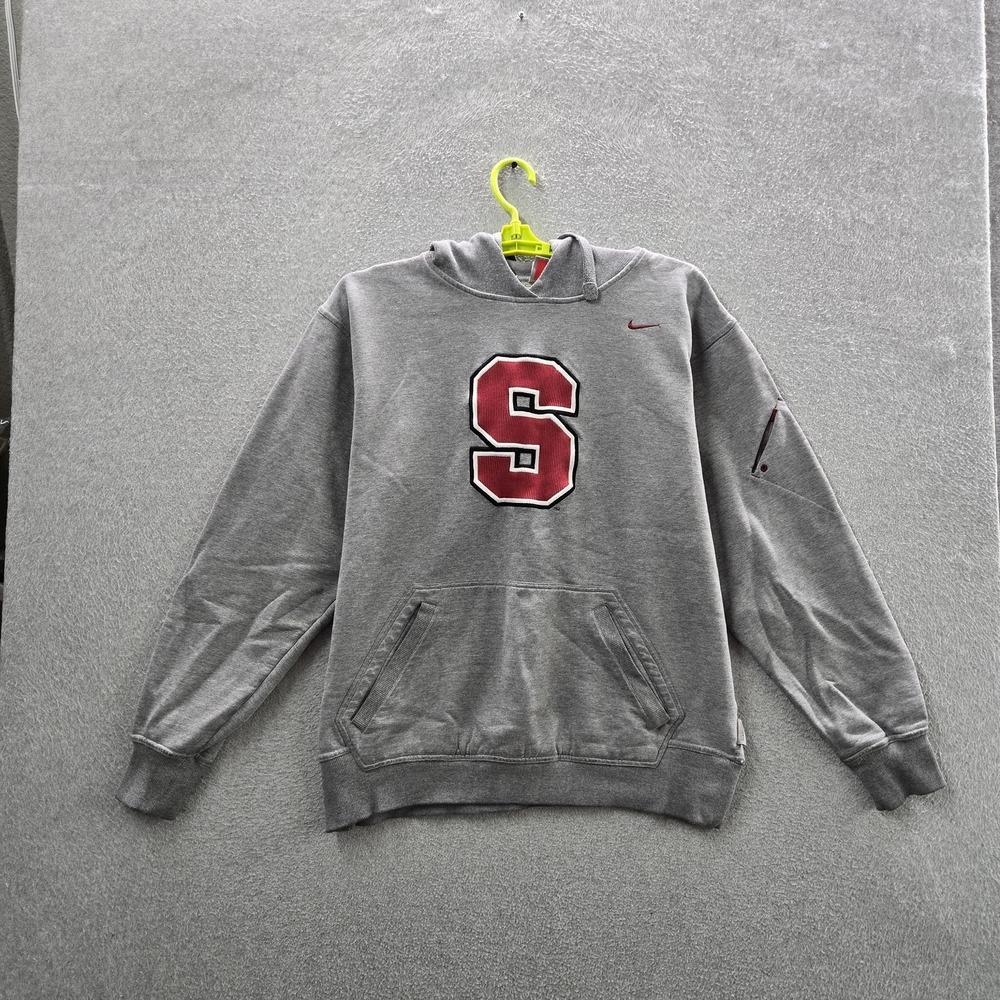 VINTAGE Stanford Cardinal Men Hoodie M Gray Embroidered Nike Fleece Y2K Pullover